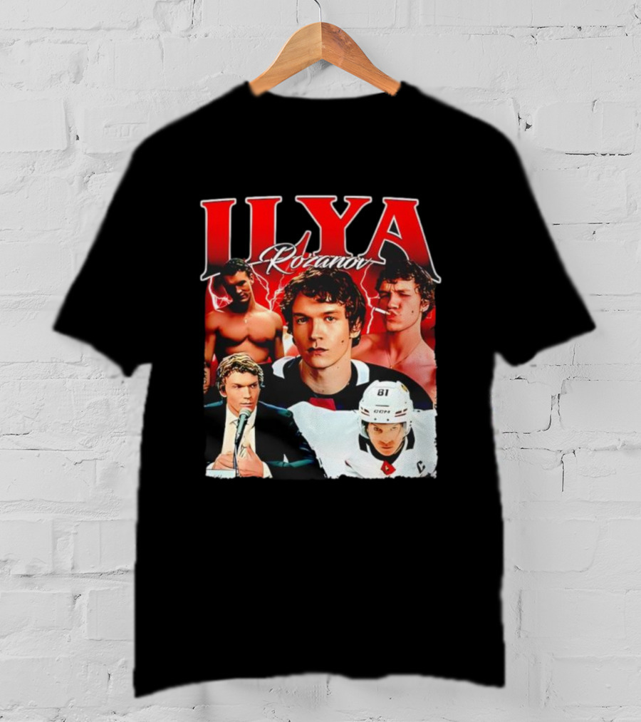 Ilya Rozanov Hockey Collage Retro Style T-Shirt