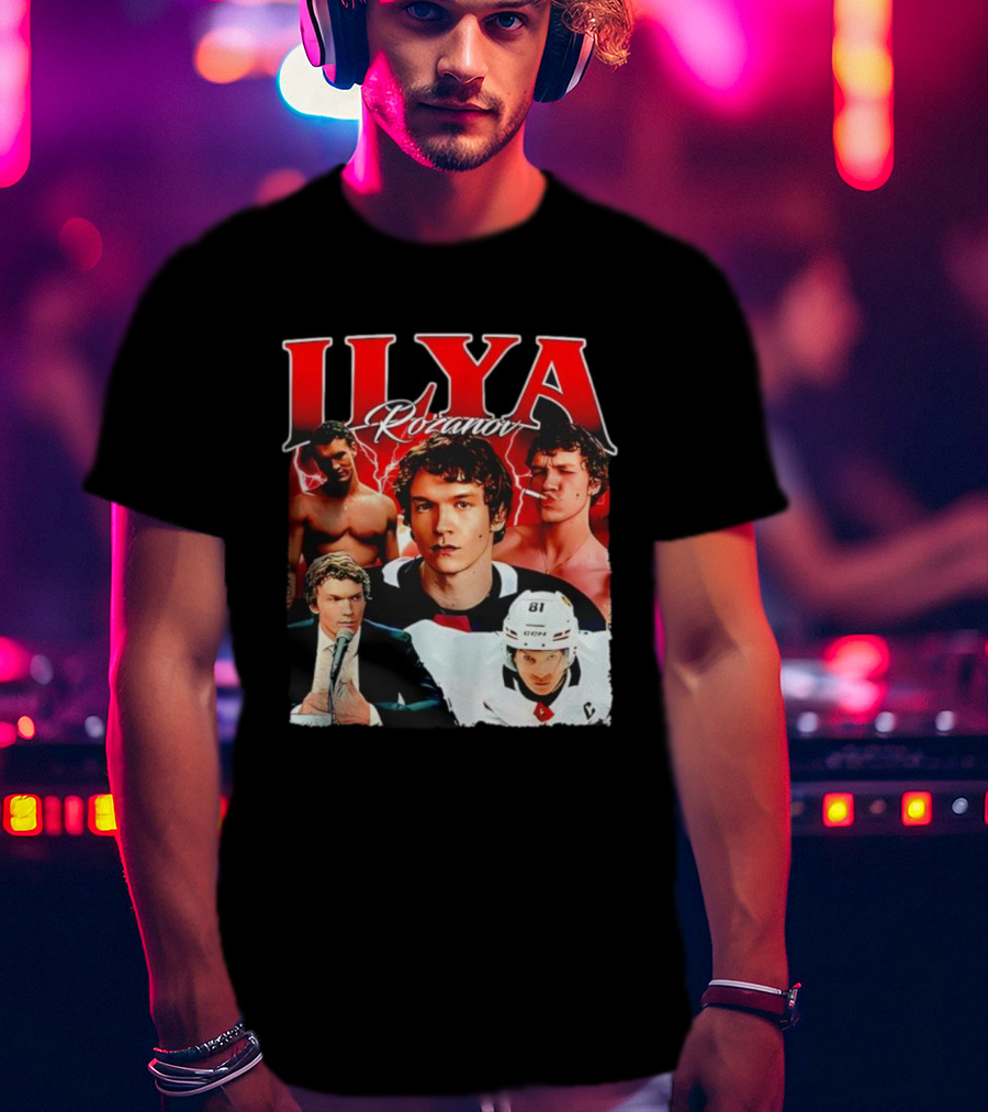 Ilya Rozanov Hockey Collage Retro Style T-Shirt