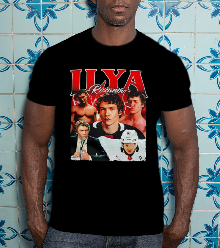 Ilya Rozanov Hockey Collage Retro Style T-Shirt