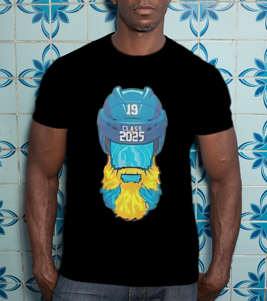 San Jose Sharks 19 Class 2025 Jumbo Beard Hall Of Fame Illustration T-Shirt