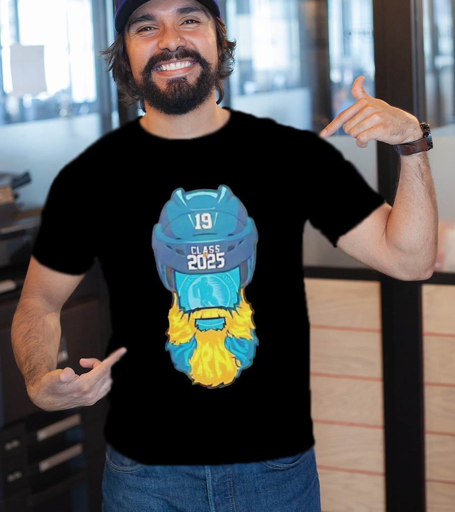 San Jose Sharks 19 Class 2025 Jumbo Beard Hall Of Fame Illustration T-Shirt