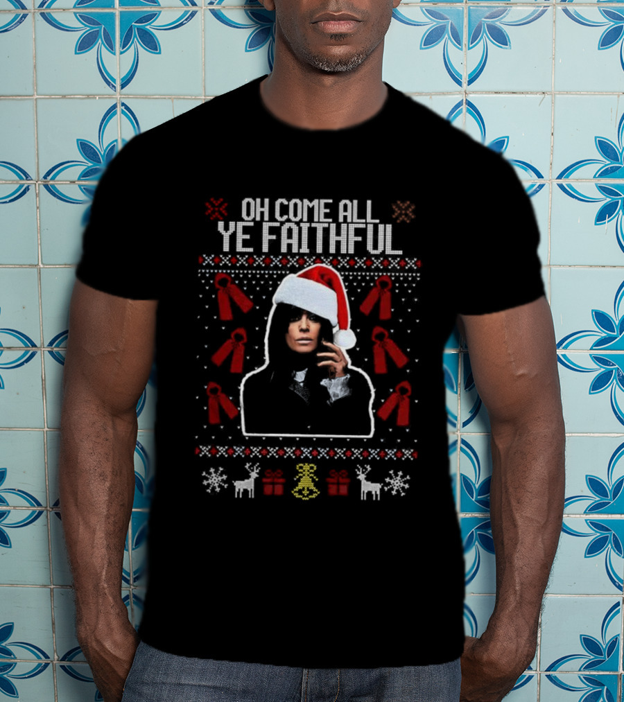 Oh Come All Ye Faithful Claudia Winkleman Santa Ugly Christmas T-Shirt
