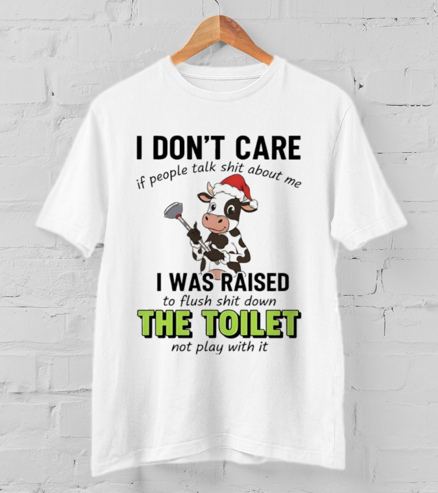 Santa Cow Flush Shit Down The Toilet Humor T-Shirt