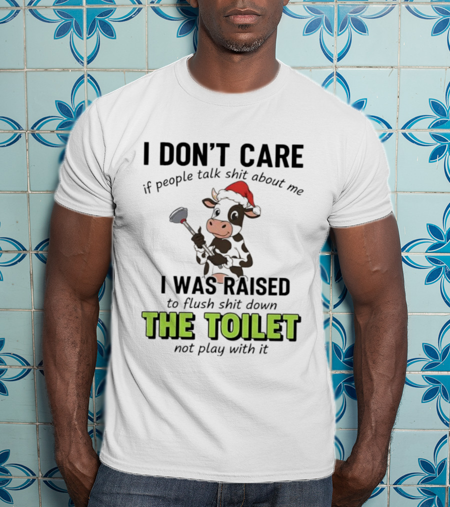 Santa Cow Flush Shit Down The Toilet Humor T-Shirt