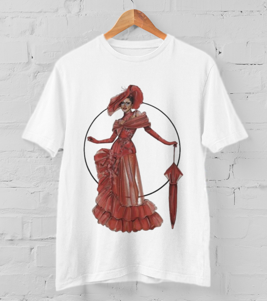Sasha Colby Parasol Red Gown Elegance T-Shirt