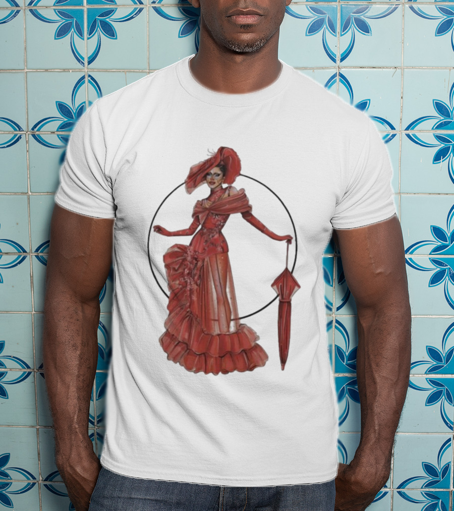 Sasha Colby Parasol Red Gown Elegance T-Shirt