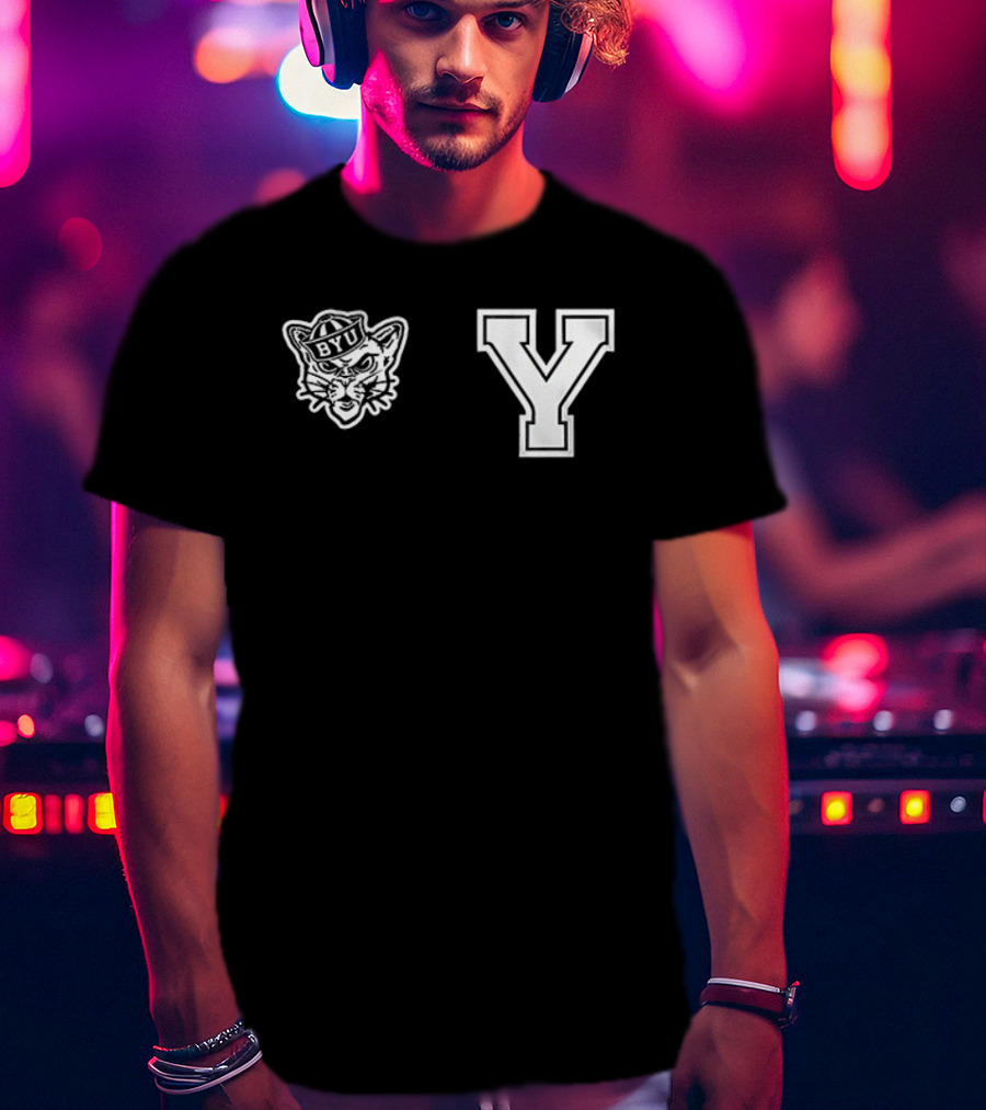 BYU Cougars Brigham Young University Mascot Cosmo Y Logo T-Shirt