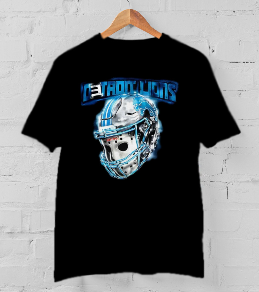 Detroit Lions NFL Detroit Lions Helmet Jason Voorhees Mask T-Shirt