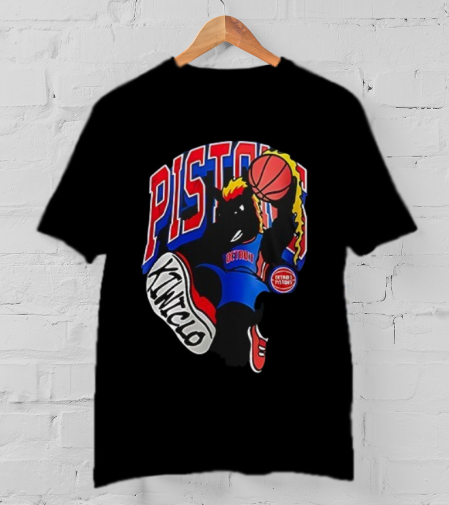 Detroit Pistons Hooper Basketball Cartoon Character Design Kwikclo Brand T-Shirt