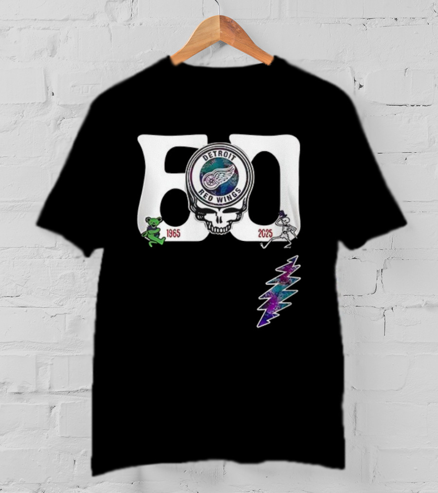 Detroit Red Wings Grateful Dead 60th Anniversary Bears 1965 2025 T-Shirt