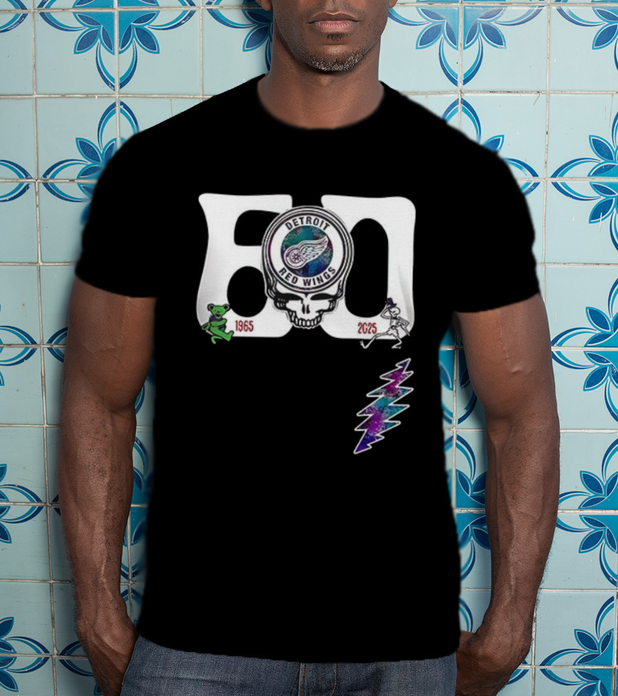 Detroit Red Wings Grateful Dead 60th Anniversary Bears 1965 2025 T-Shirt