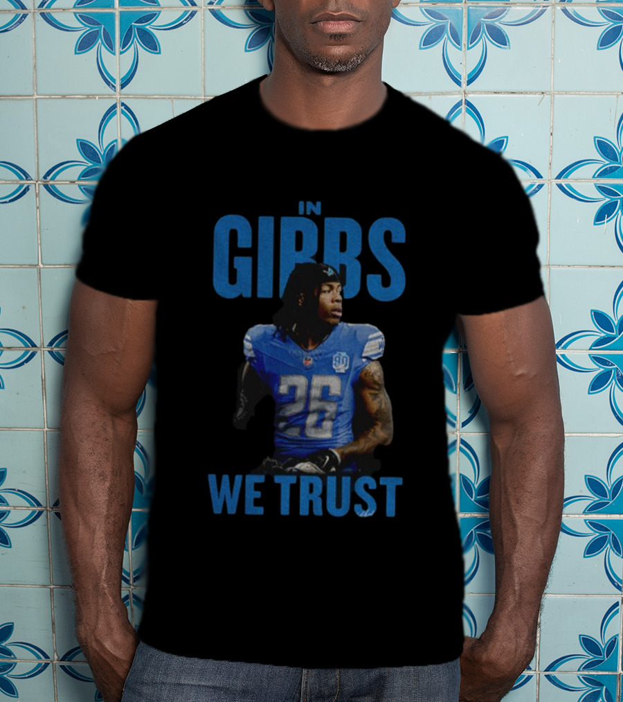 Jahmyr Gibbs Detroit Lions In Gibbs We Trust NFL Football 2025 Player 26 T-Shirt
