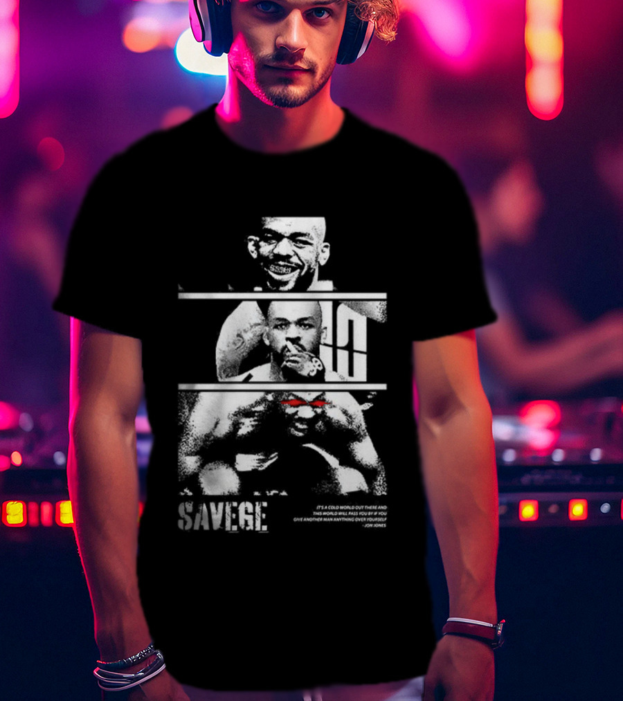 Jones Jones Savage Red Glove Fighter Portrait T-Shirt