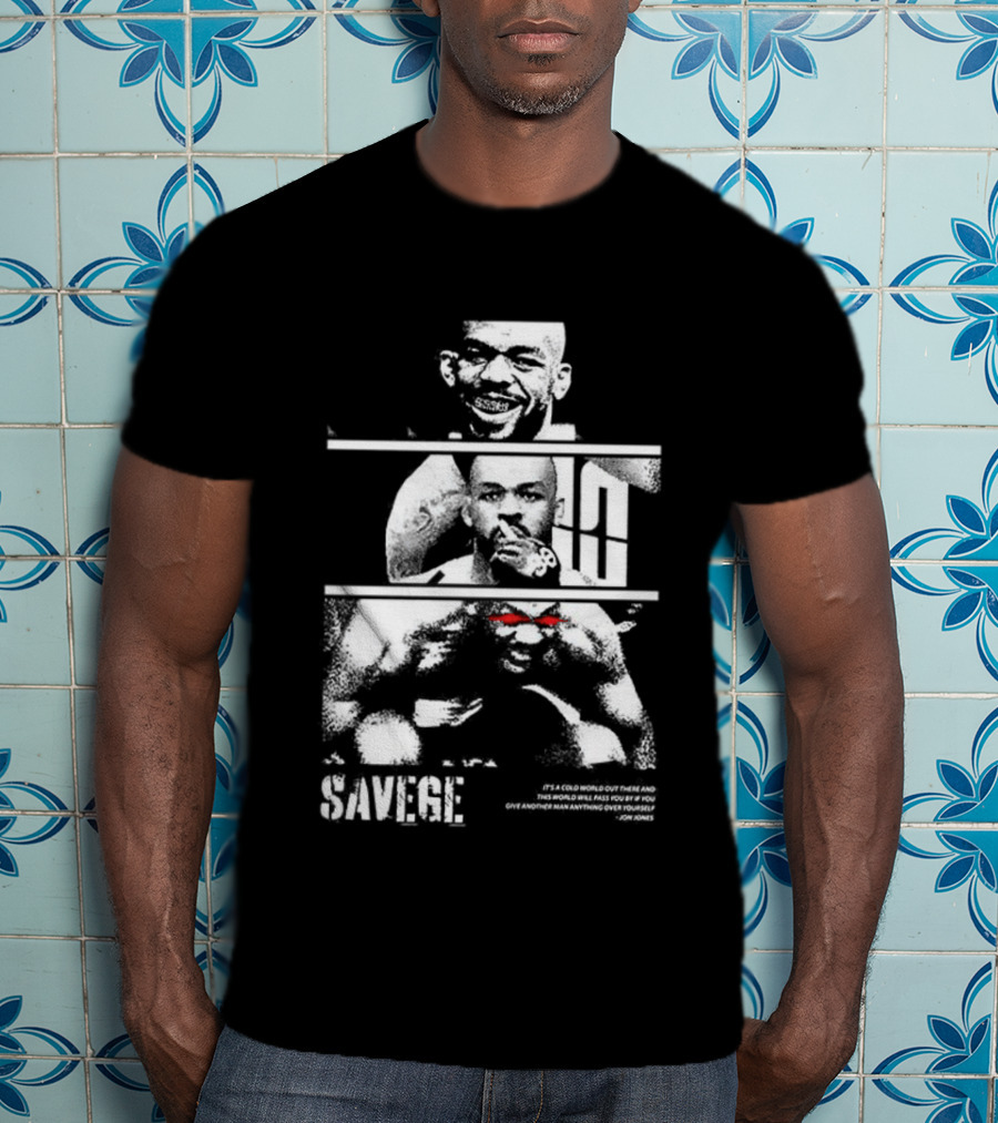Jones Jones Savage Red Glove Fighter Portrait T-Shirt