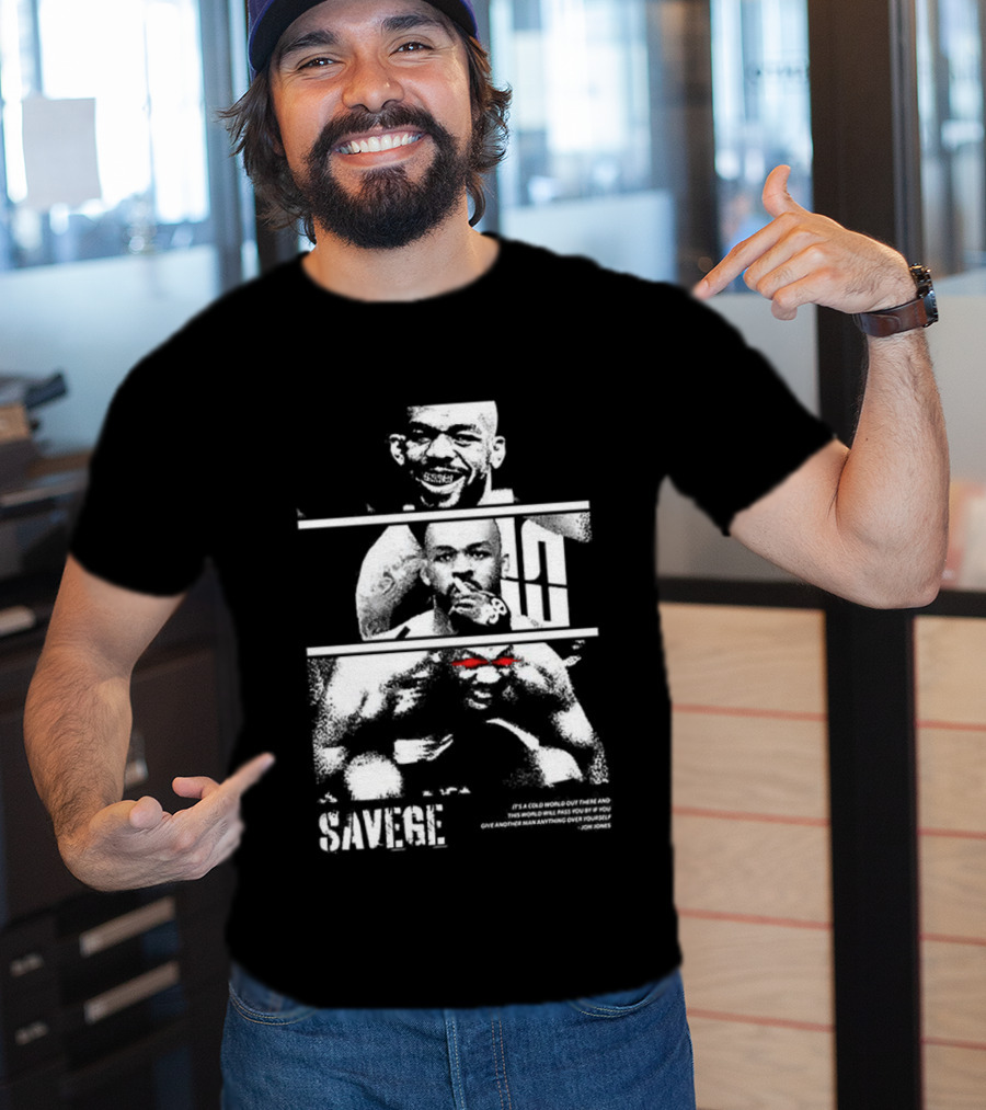 Jones Jones Savage Red Glove Fighter Portrait T-Shirt