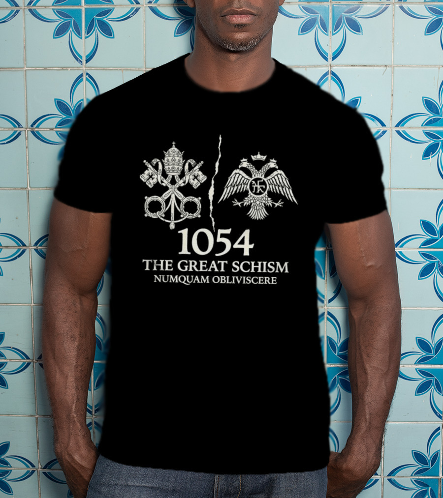 Never Forget 1054 The Great Schism Numquam Obliviscere Two-Sided Eagle Keys Symbols T-Shirt