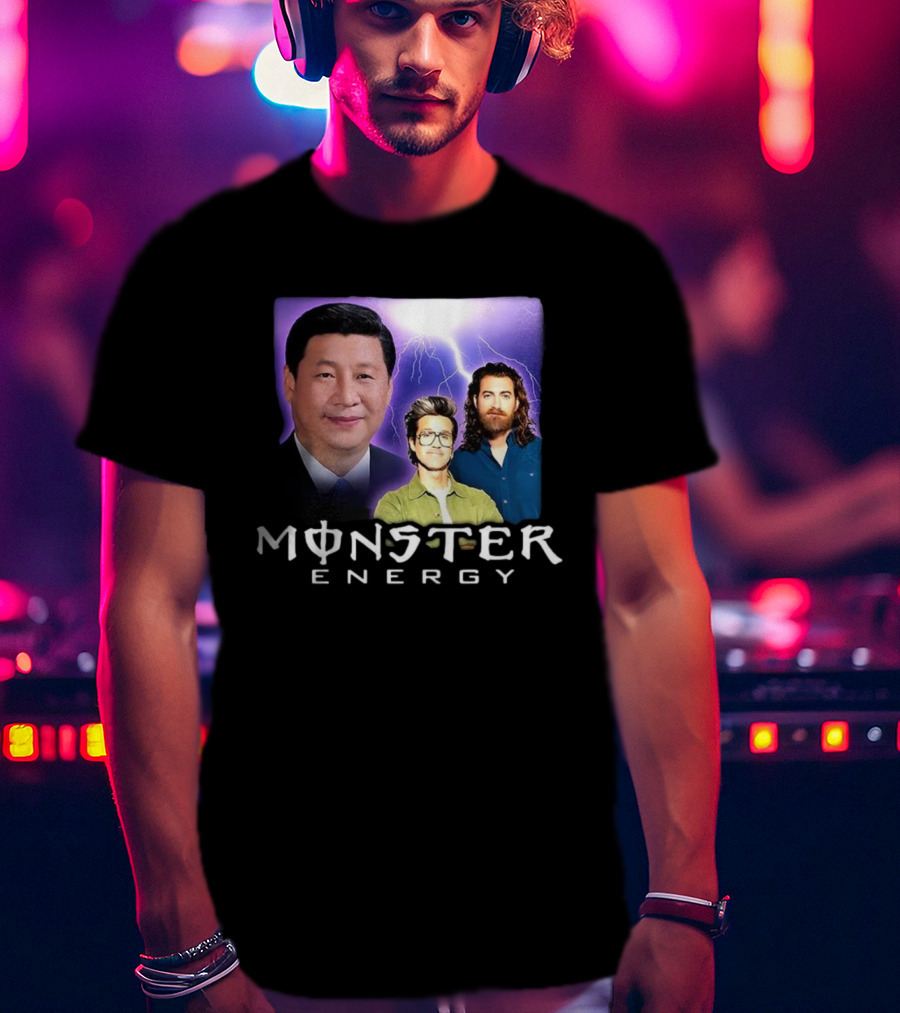 Monster Energy Meme With Lightning And Three Figures T-Shirt