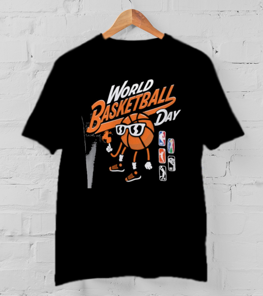 World Basketball Day NBA Logos Cartoon Basketball Player T-Shirt