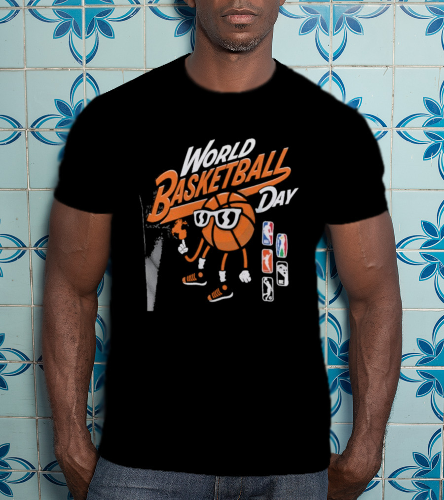 World Basketball Day NBA Logos Cartoon Basketball Player T-Shirt