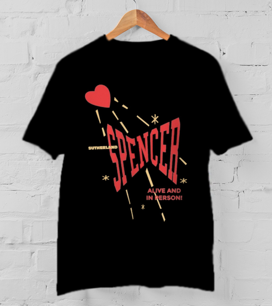 Spencer Sutherland Alive And In Person Heart Icon Red Text Style T-Shirt