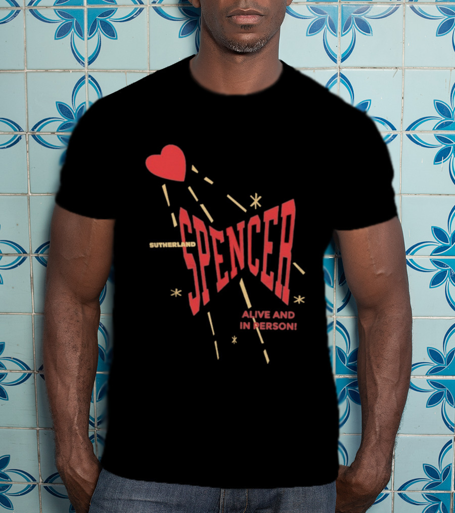 Spencer Sutherland Alive And In Person Heart Icon Red Text Style T-Shirt