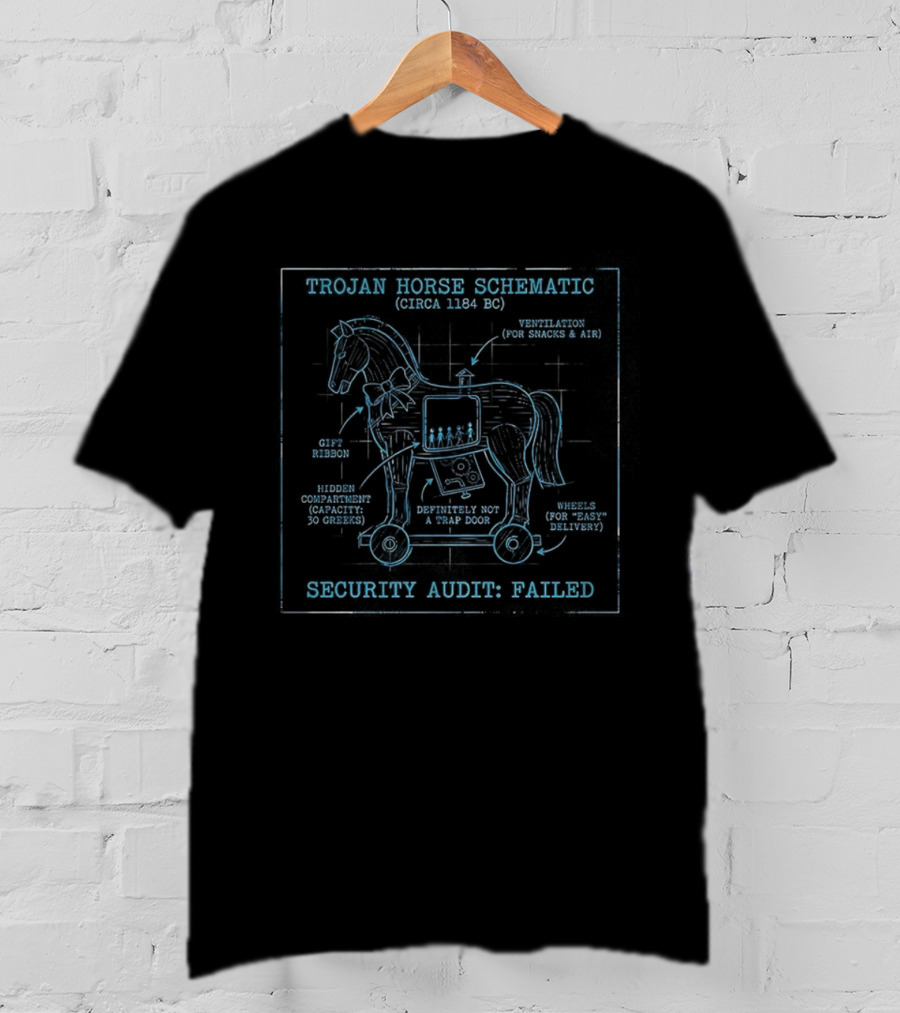 Trojan Horse Schematic Blueprint Security Audit Failed T-Shirt