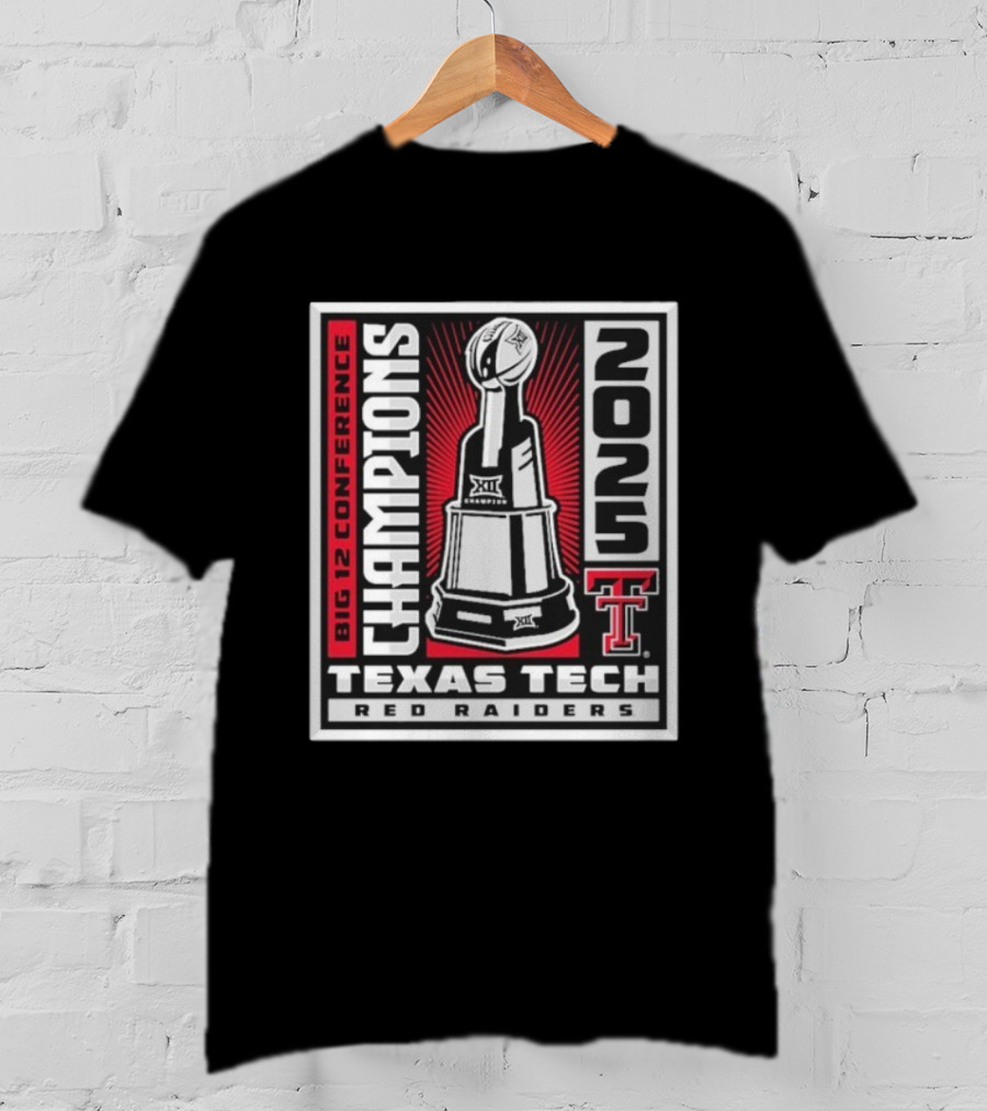 Texas Tech Red Raiders 2025 Big 12 Conference Champions Trophy Winner T-Shirt