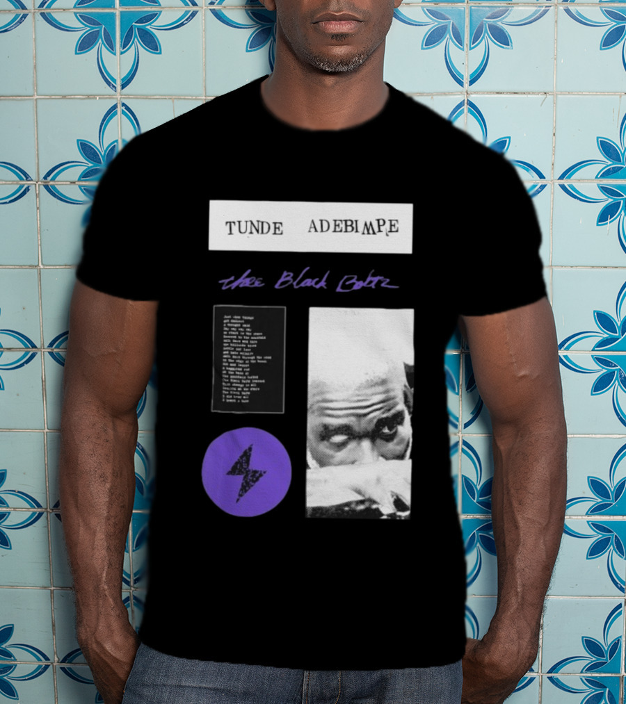 Tunde Adebimpe Thee Black Boltz Just Above Thunder Purple Lightning T-Shirt