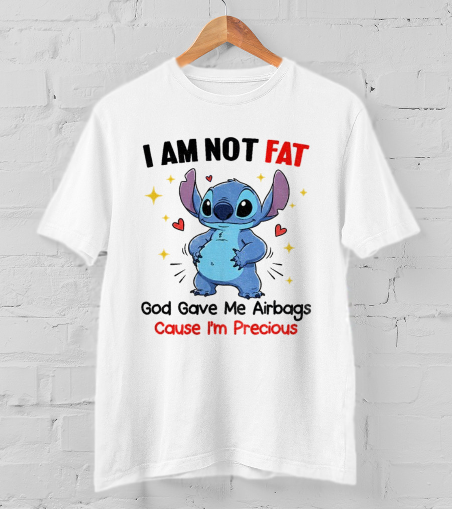 Stitch I Am Not Fat God Gave Me Airbags Precious T-Shirt
