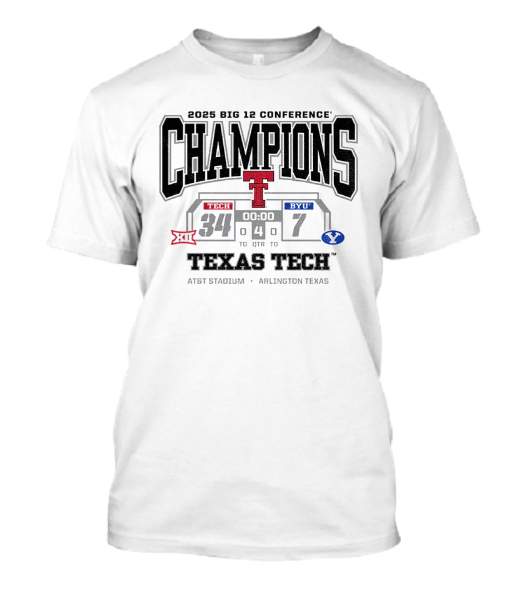 Texas Tech Red Raiders Champions Beat BYU 2025 Big 12 Conference Arlington T-Shirt