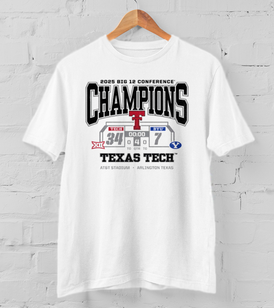 Texas Tech Red Raiders Champions Beat BYU 2025 Big 12 Conference Arlington T-Shirt
