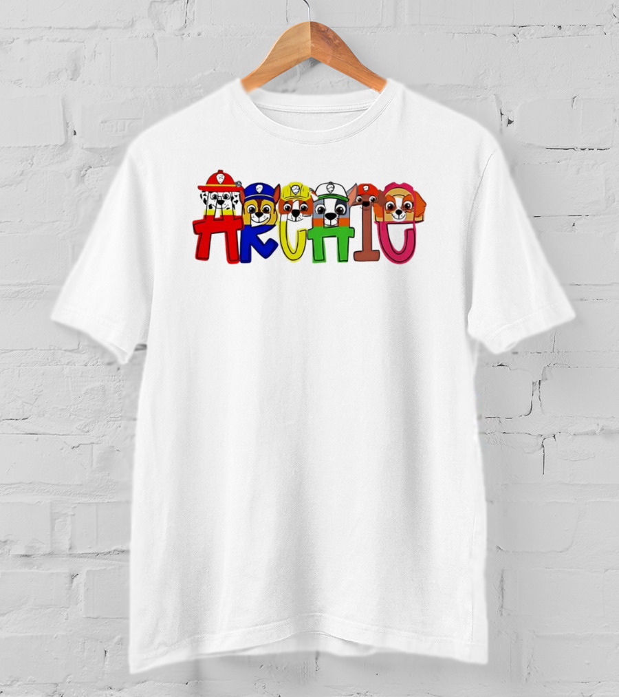 PAW Patrol Archic Cute Colorful Character Letters T-Shirt