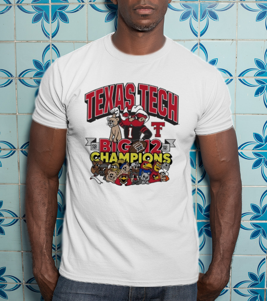 Texas Tech Red Raiders Big 12 Champions 2025 Victory Over BYU Cougars Mascot Celebration T-Shirt