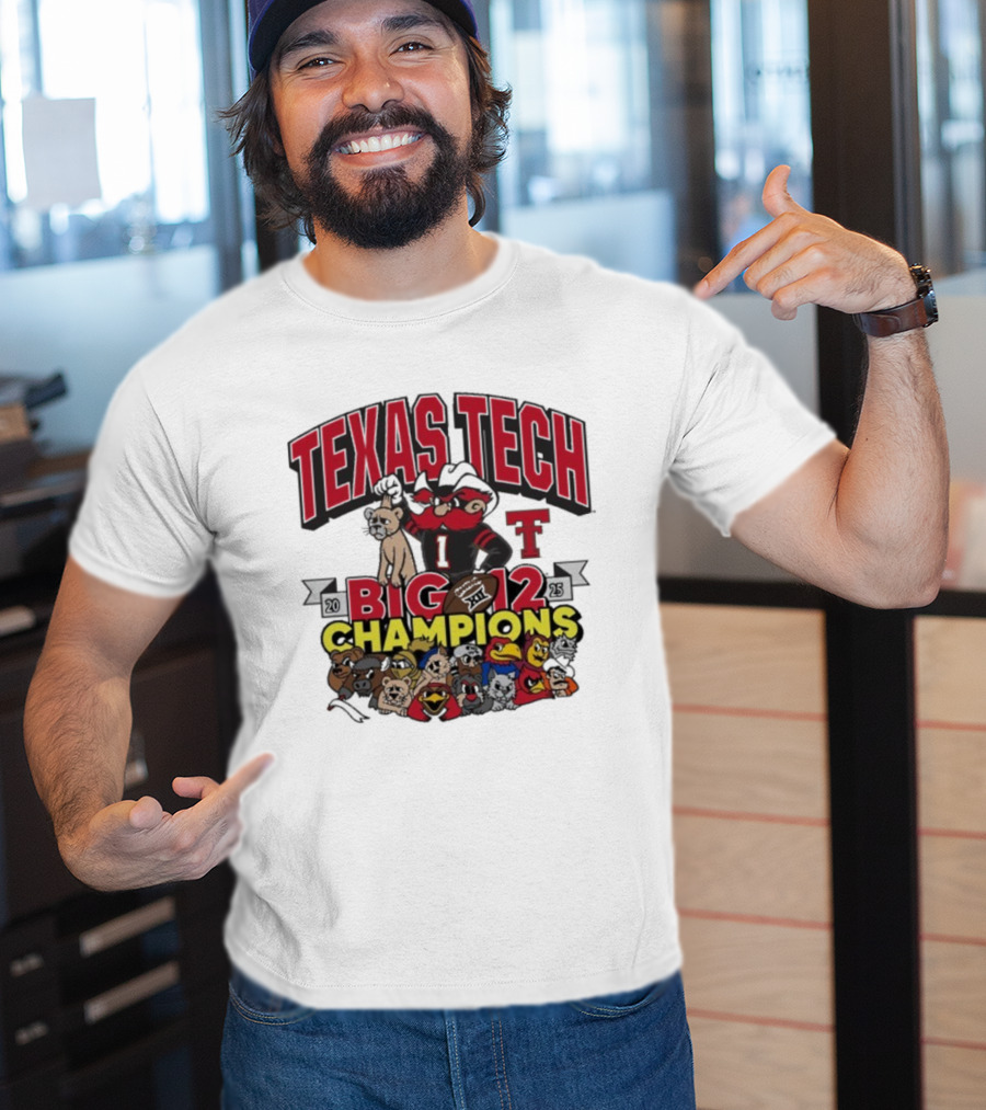 Texas Tech Red Raiders Big 12 Champions 2025 Victory Over BYU Cougars Mascot Celebration T-Shirt
