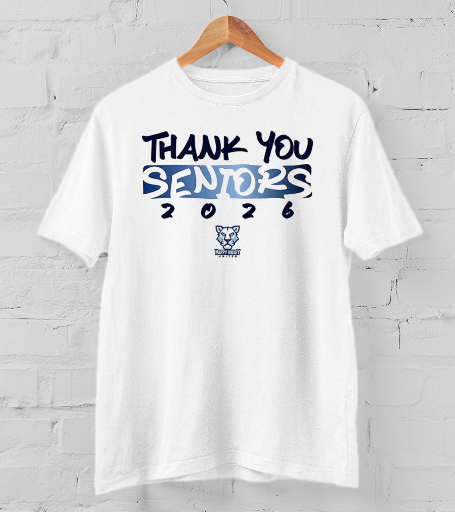 Thank You Seniors 2026 Happy Valley United Wolf Head Logo T-Shirt