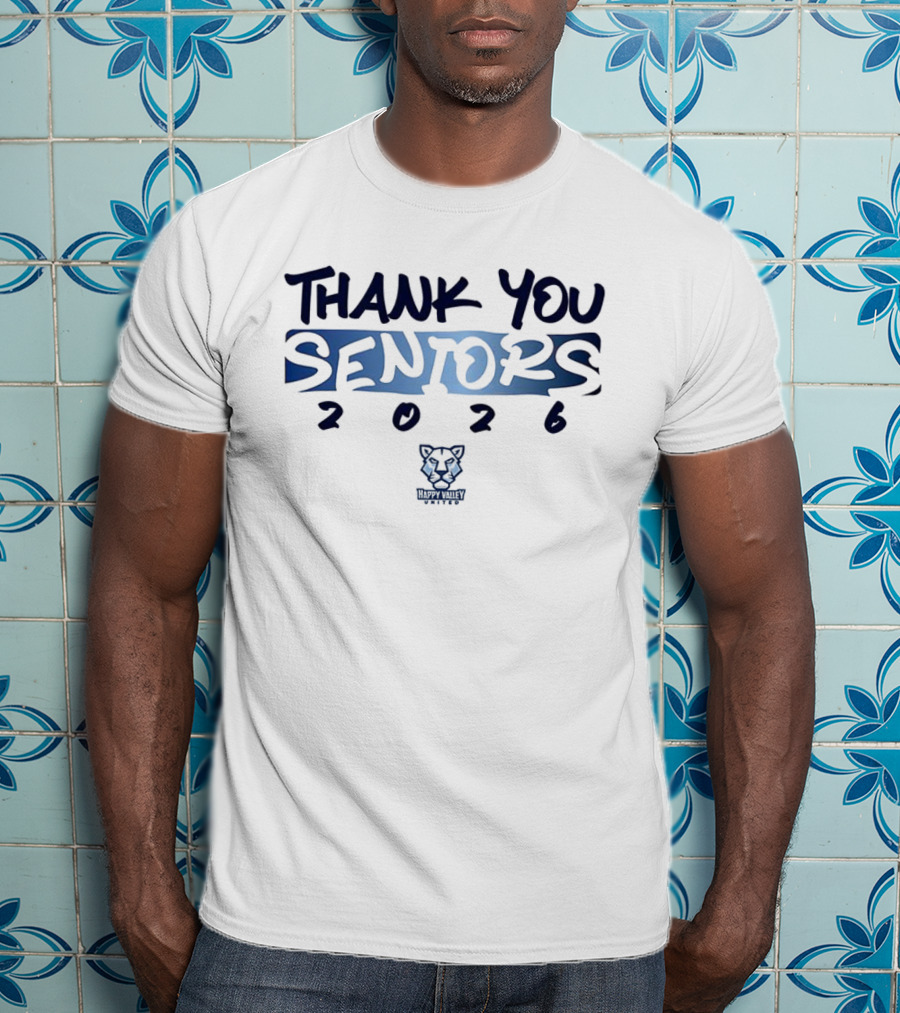 Thank You Seniors 2026 Happy Valley United Wolf Head Logo T-Shirt