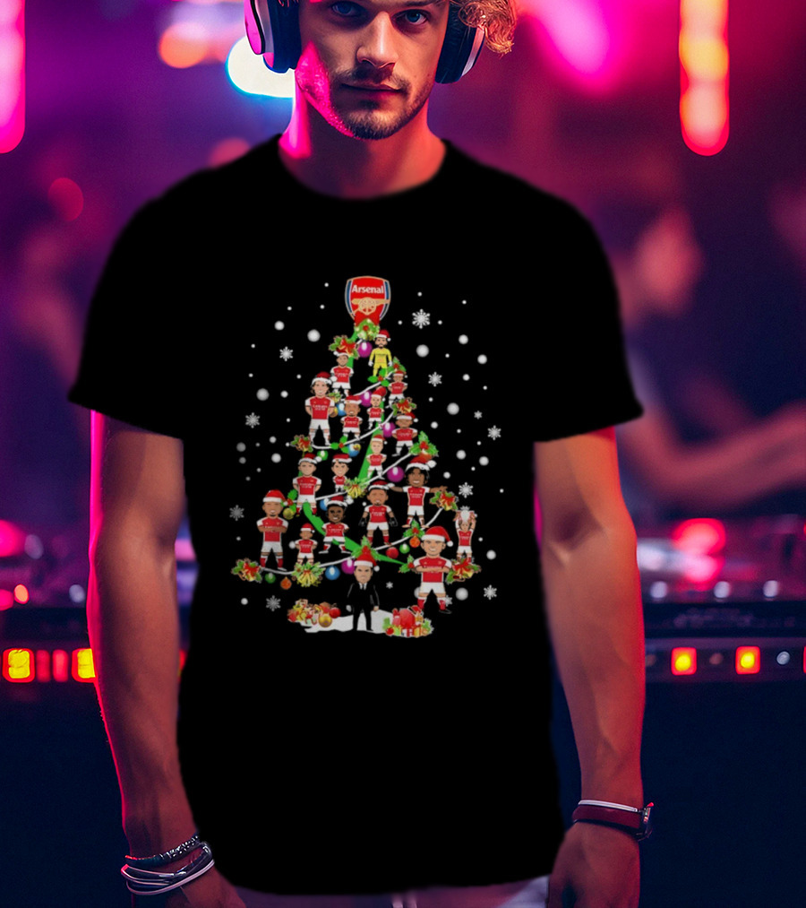 Arsenal FC Christmas Tree With Festive Players T-Shirt