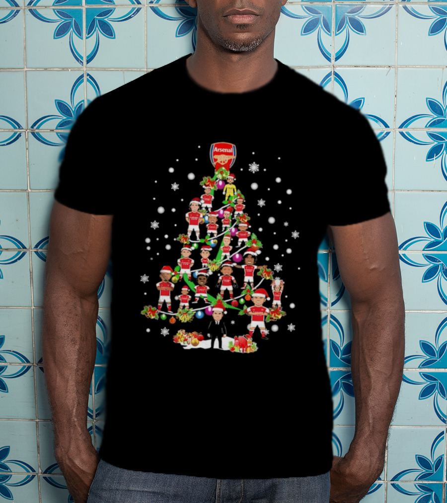 Arsenal FC Christmas Tree With Festive Players T-Shirt