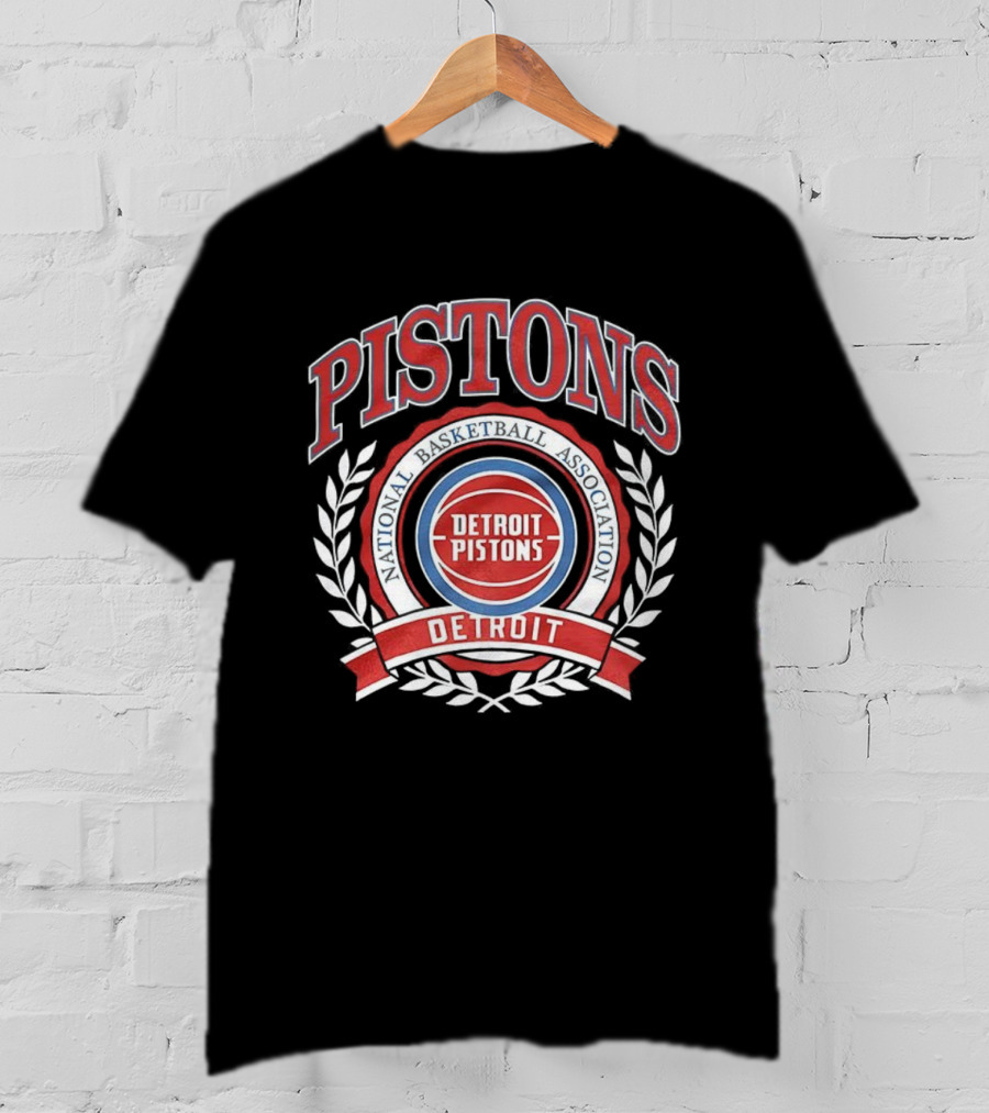 Detroit Pistons NBA Laurel Wreath Retro Vintage Logo T-Shirt