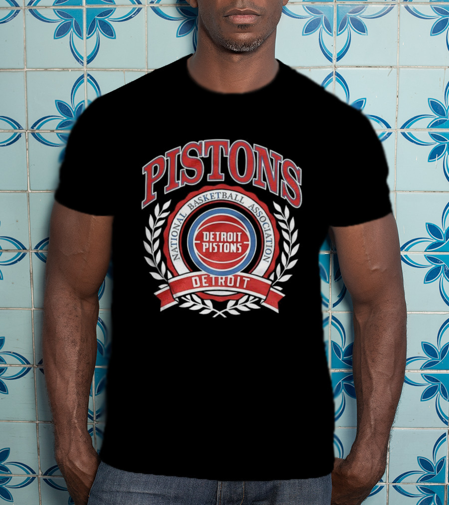 Detroit Pistons NBA Laurel Wreath Retro Vintage Logo T-Shirt