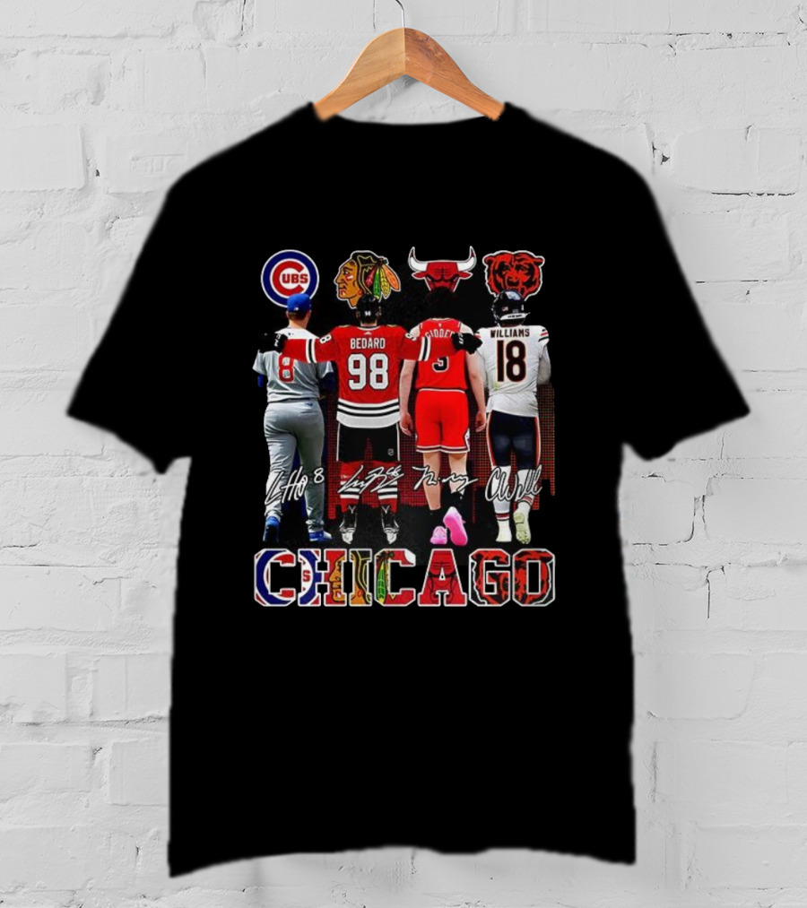 Chicago Blackhawks Bulls Bears Cubs Bedard Players Signature Collection T-Shirt
