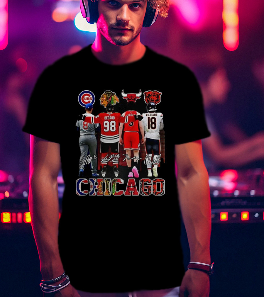 Chicago Blackhawks Bulls Bears Cubs Bedard Players Signature Collection T-Shirt