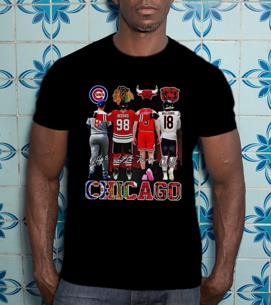 Chicago Blackhawks Bulls Bears Cubs Bedard Players Signature Collection T-Shirt