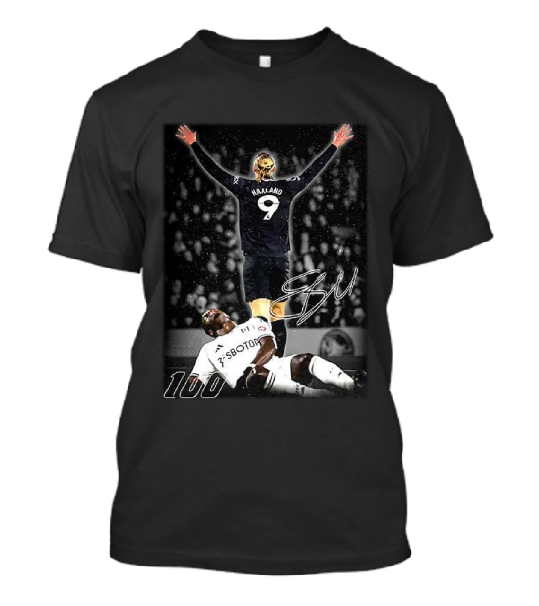 Erling Haaland 9 Manchester City 100th Goal Celebration Signature T-Shirt
