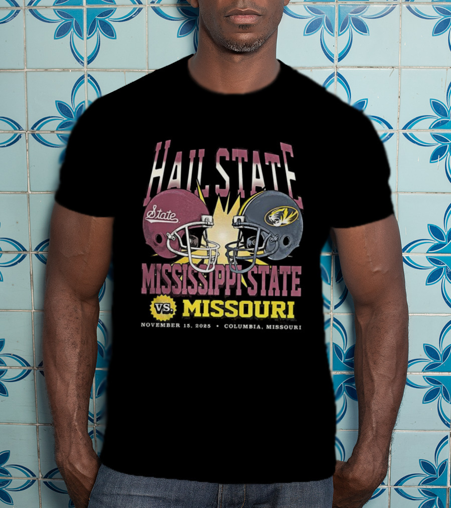 Mississippi State Vs Missouri Hail State November 11 2025 Football Battle Columbia T-Shirt