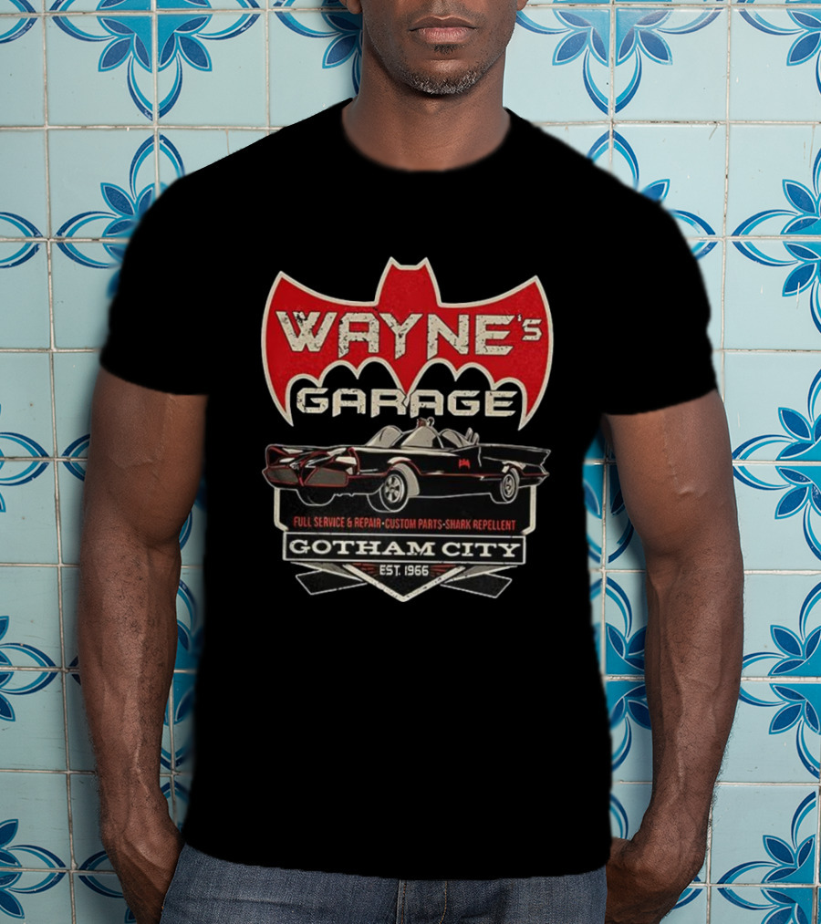 Wayne's Garage Gotham City Full Service Repair Batmobile Custom Parts Est 1966 T-Shirt