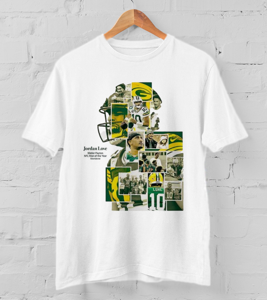 Jordan Love Green Bay Packers NFL Man Of The Year Nominee Collage T-Shirt