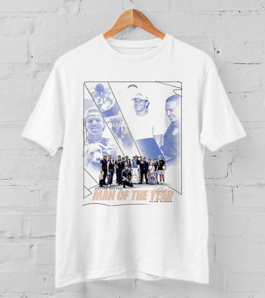 Los Angeles Chargers Man Of The Year Signature Team Celebration With Faces T-Shirt