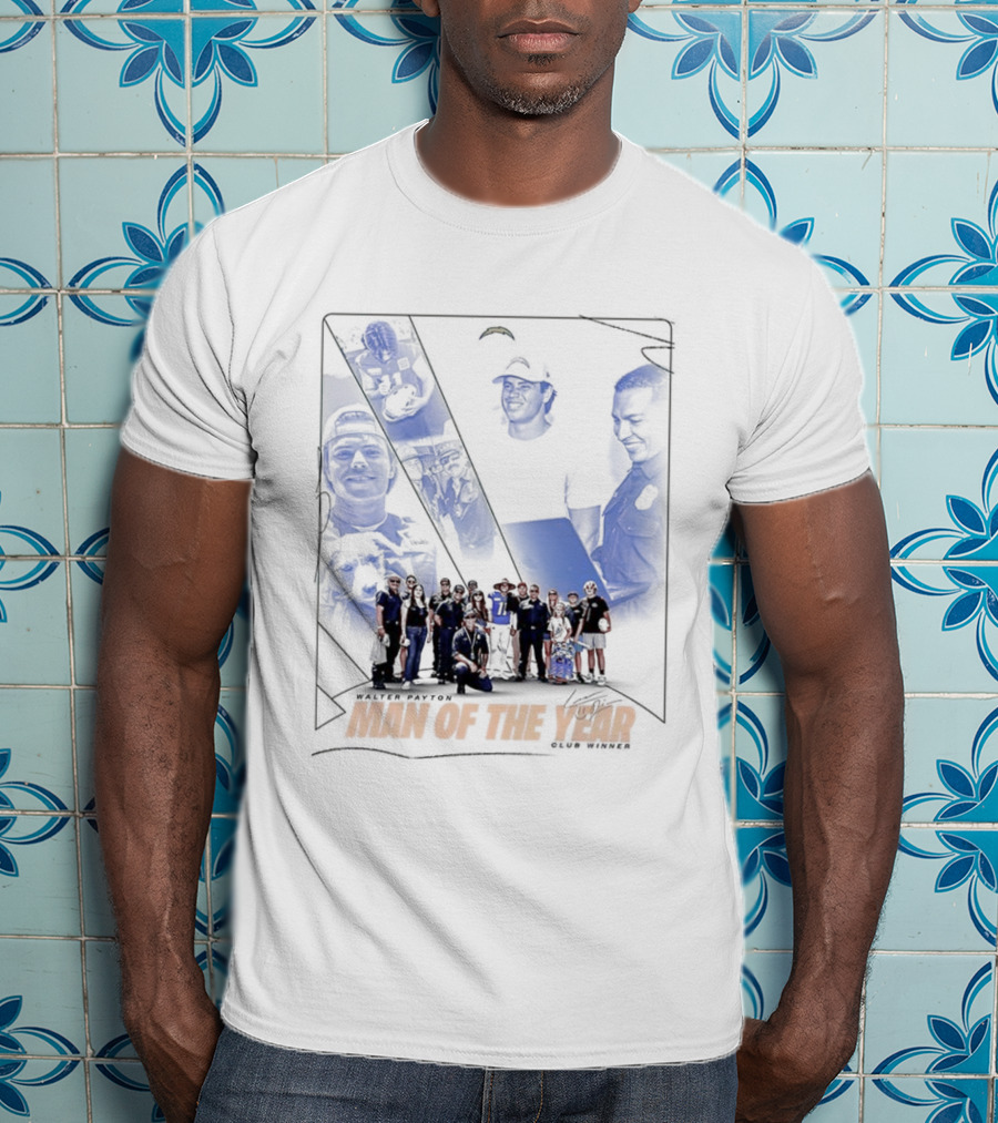Los Angeles Chargers Man Of The Year Signature Team Celebration With Faces T-Shirt