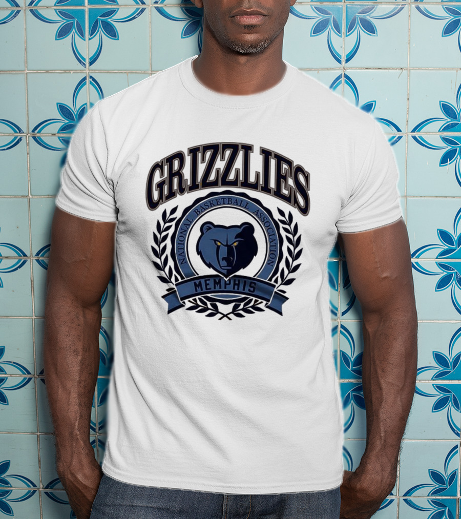 Memphis Grizzlies National Basketball Association Laurel Wreath Frame Retro T-Shirt